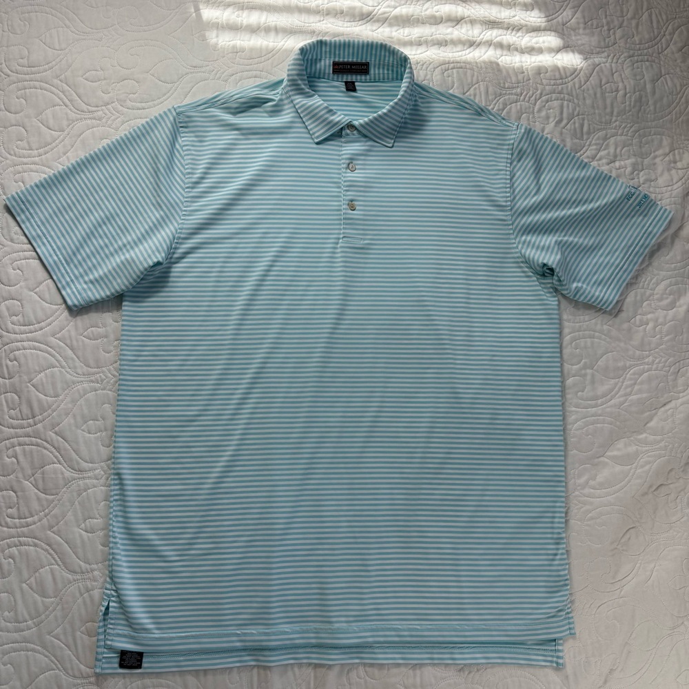 Peter Millar Summer Comfort Blue Striped Performance Polo Shirt Men's XXL EUC - Picture 2 of 10